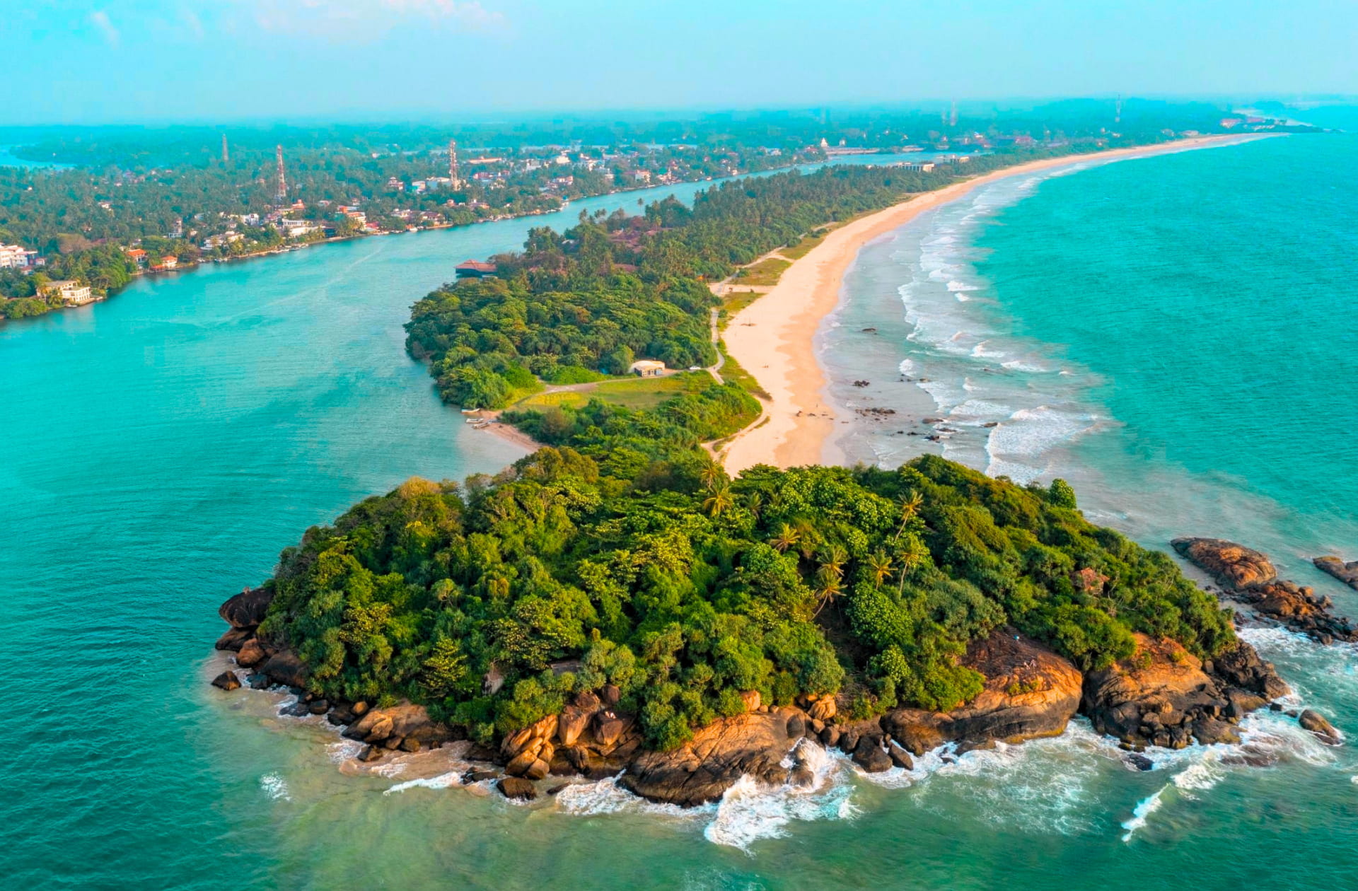 Aerial view of Bentota estuary