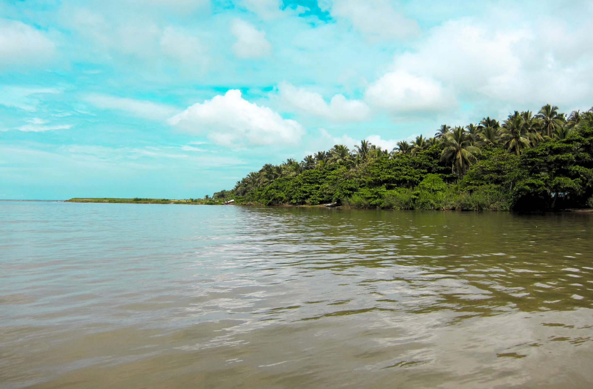 The massive expanse of the Negombo Lagoon opening into the ocean