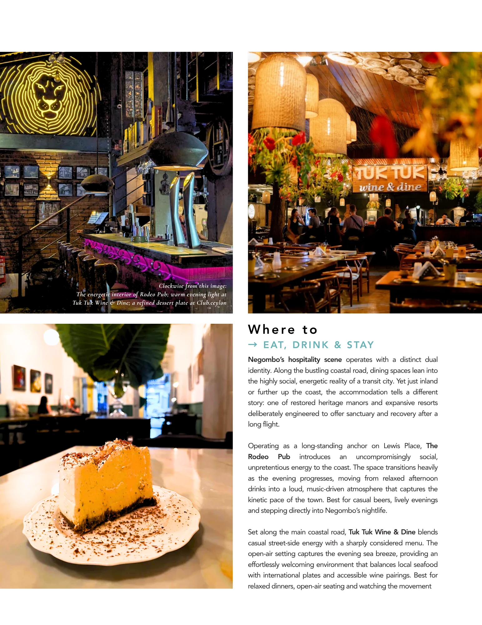 LUXESIO Sri Lanka : Negombo Gastronomy, Cafes & Bars