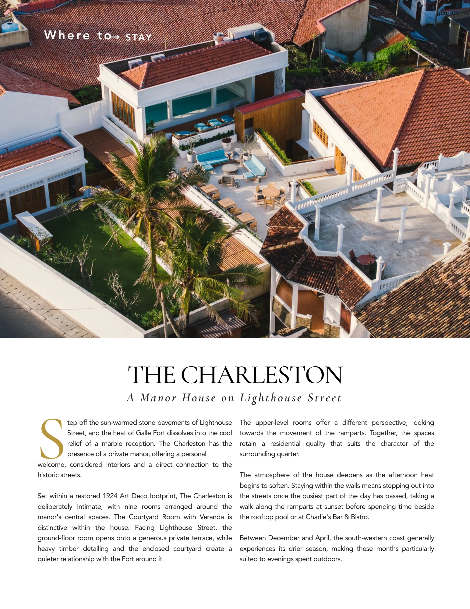 LUXESIO Sri Lanka : Galle Fort Stay of Choice (The Charleston)